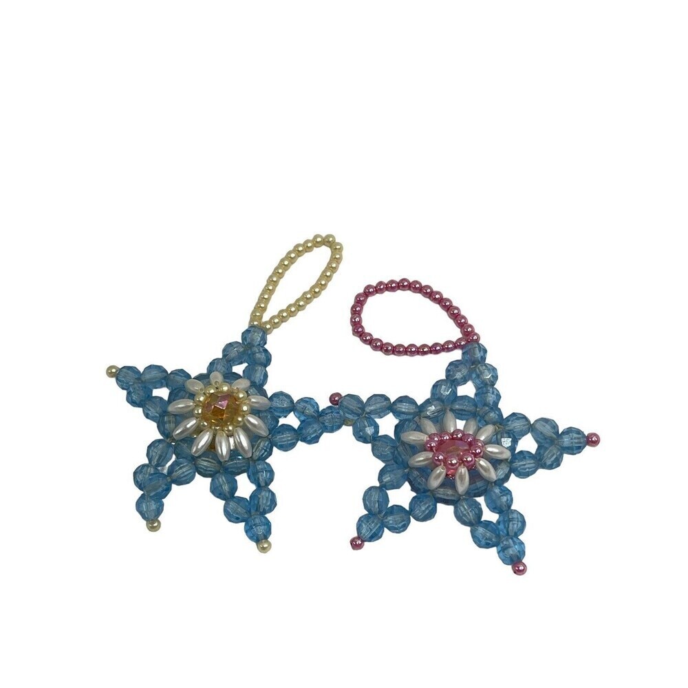 Beaded Star Christmas Ornament Handmade Lot 2